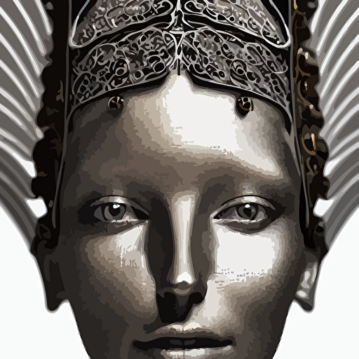 mythical organic bio mechanical spinal ribbed profile face portrait detail silver mechanical beautiful female angelic queen vegetal cyborg highly detailed intricate steampunk ornate poetic 3d render digital art octane render 8 k artistic photography photo realistic dora maar