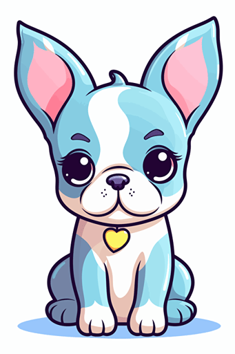 dog kawaii style, vibrant colors, contour, vector, plain white background
