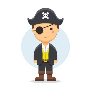 a pirate standing on a 