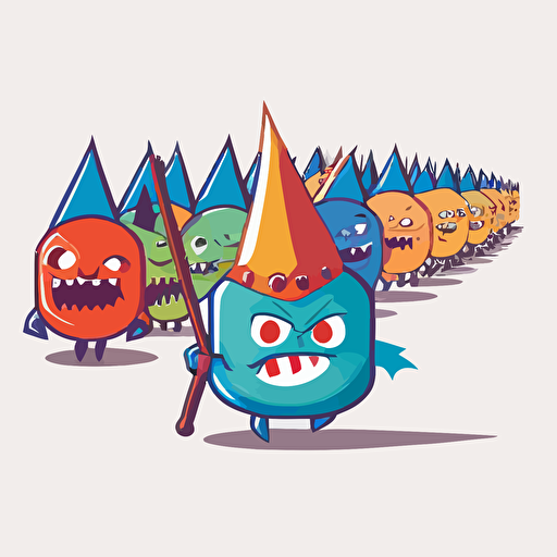 imp in a parade, vector logo, vector art, emblem, simple cartoon, 2d, no text, white background