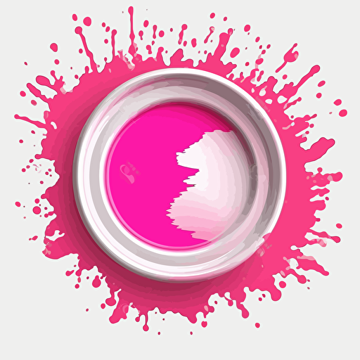 pink and white splash paint rounded, with white circle at center with no borders, transparent background , vector, flat