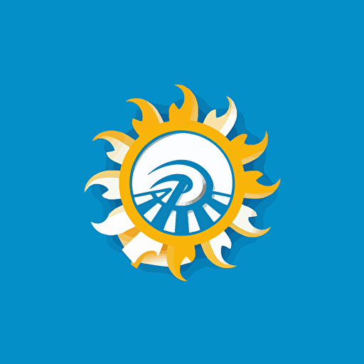 manufacturing company logo, sunshine related, vector illustration, mainly blue, white background