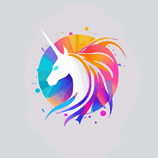 simple abstract icon,minimal,modern, digital, with unicorn, mandala color,white background,Vector,