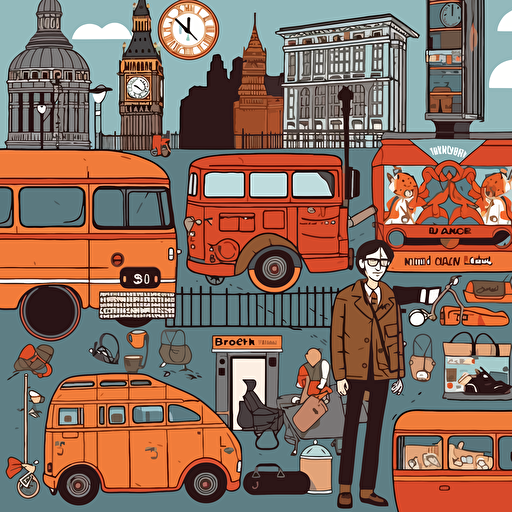 ondon martahon, london sights, cartoon stylee, vector wes anderson