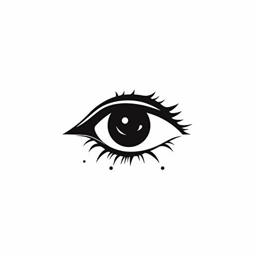 a minimalisitc cartoon, pop up art style logo of one eye, black vector, white background