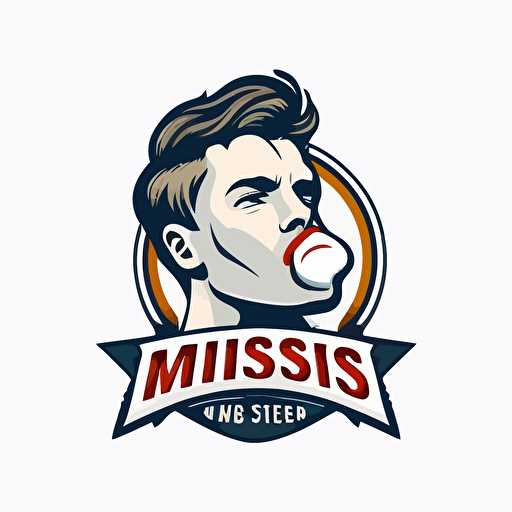 Mister Kisses, sports logo style, white background, vector