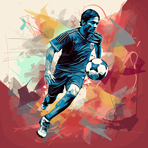 Soccer player, soccer ball, mls, illustration art, Aurélia Durand style, vector