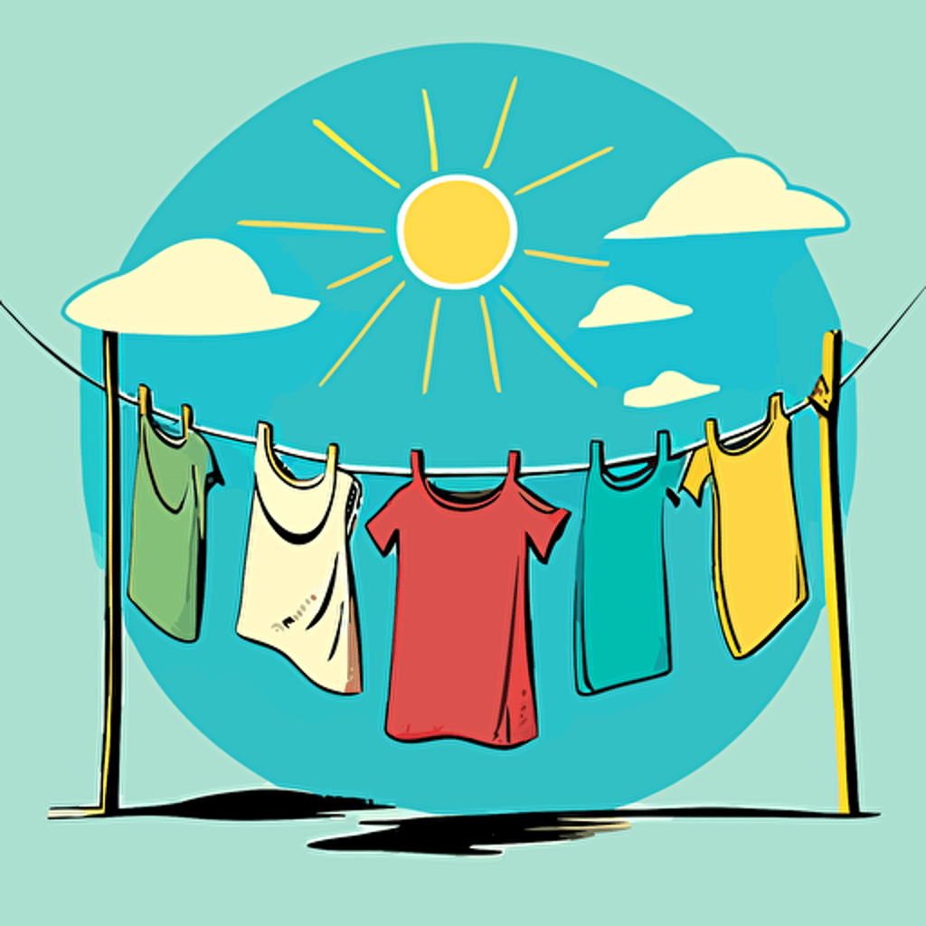 Clothes Line, Clothes Hanging to Dry, vector, nice color