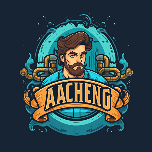 a logo, plumbing and heating, name “AquaTech”, unique, clean, vector, gaming style