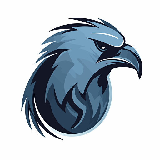 vector sports club logo, raven silhouette, blue and silver colors