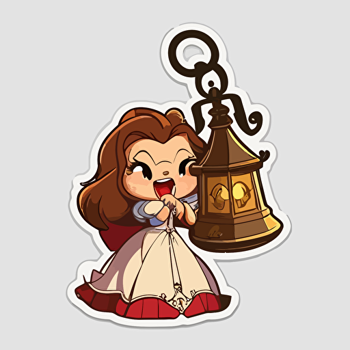 Disneys beauty and the beast Bell in Chibi sticker style transparent background vector