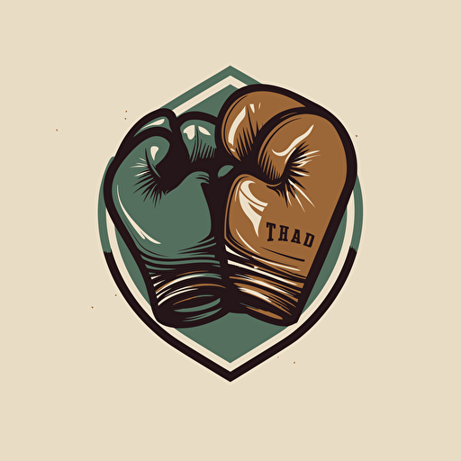 a vector logo with a boxing glove, natural tones, brown or green, vector art, 2d