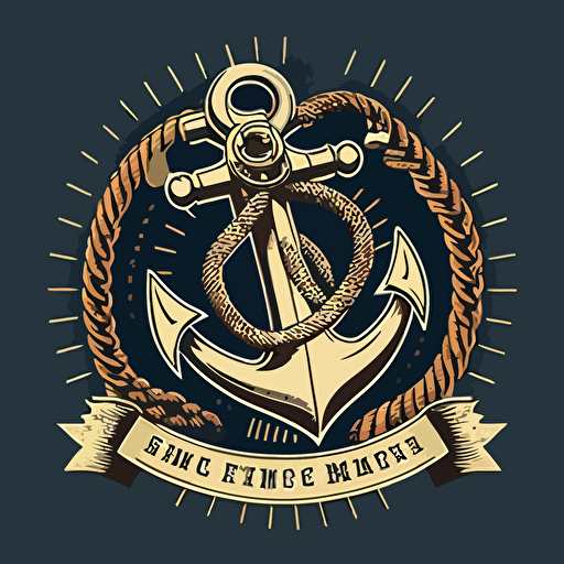 Vector anchor with rope wrapped around marine company logo