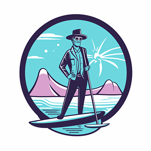 sup board, sexy, sea, summer, vice city style, vector logo