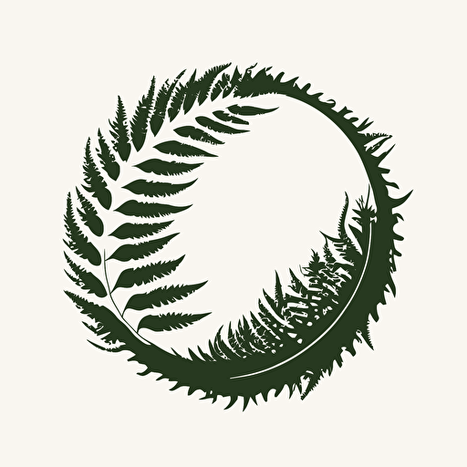 a simple vector image of a fern leaf and a feather making a circle