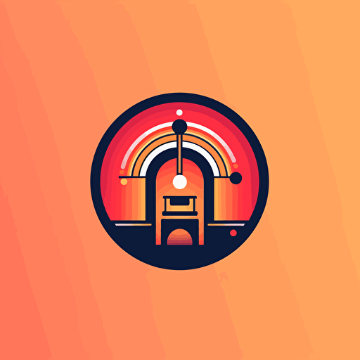 flat vector logo of circle with slot machine inside, red orange gradient, simple minimal,