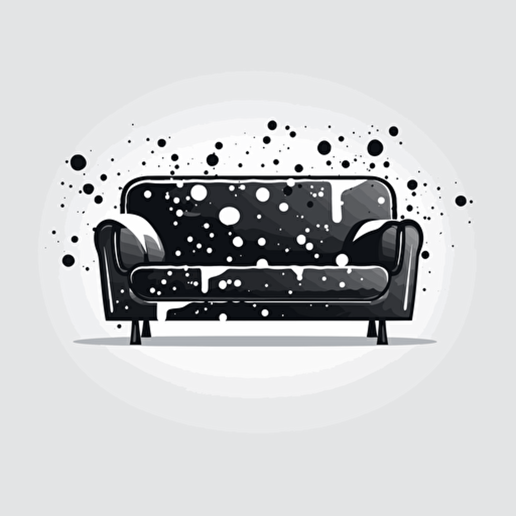 a flat vector logo of a sofa, minimal, company logo, monochromatic, by Jackson Pollock