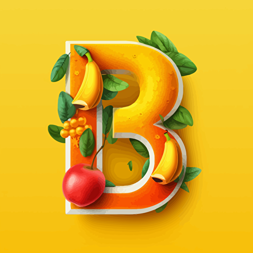 Make a vector design of capital B filled with two mangoes.