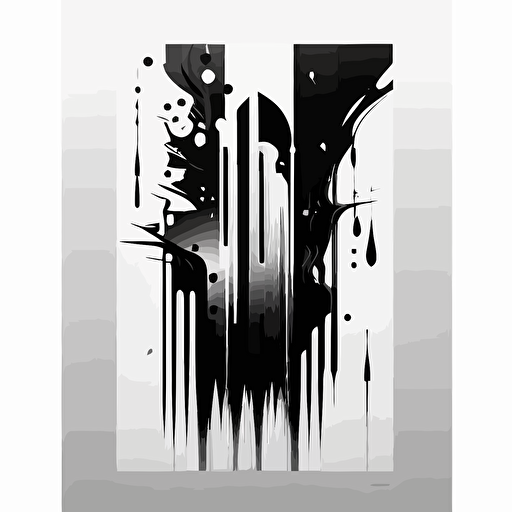 A3 vertical simple minimal techy cyberpunk abstract poster with futuristic, minimal style using vector elements vertical mirrored with black and white colors — v5 — 30:42 — seed 1