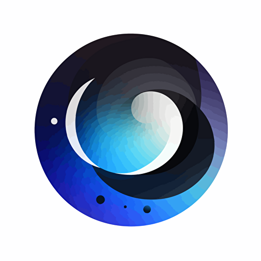 flat vector logo of universe, blue black gray gradient, simple minimal, by Ivan Chermayeff