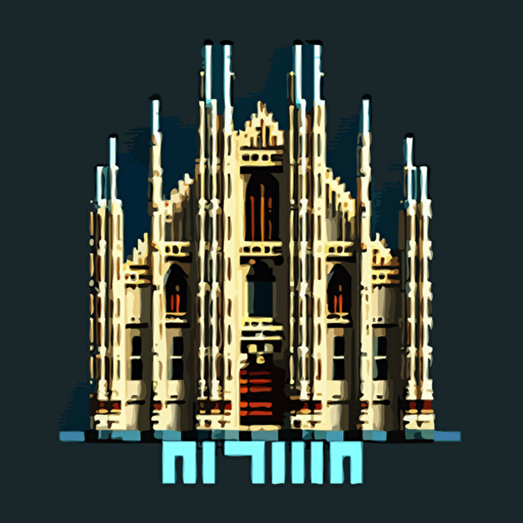 pixel art, iconic logo, duomo di milano, vector, 16k