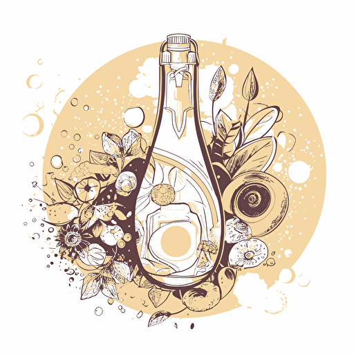 vector, contemporary trendy, outline, y2k, psychodelic, illiustration of feminene sparkling hazelnut, vector illiurstration