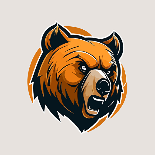 sports team mascot, head logo, hungry bear, simple, vector, minimalist