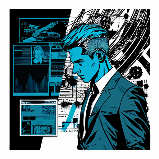 cyber security incident, color page, vector, very high details