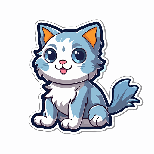 cute cat eating fish, in Cartoon Style, vector , borders for a Sticker