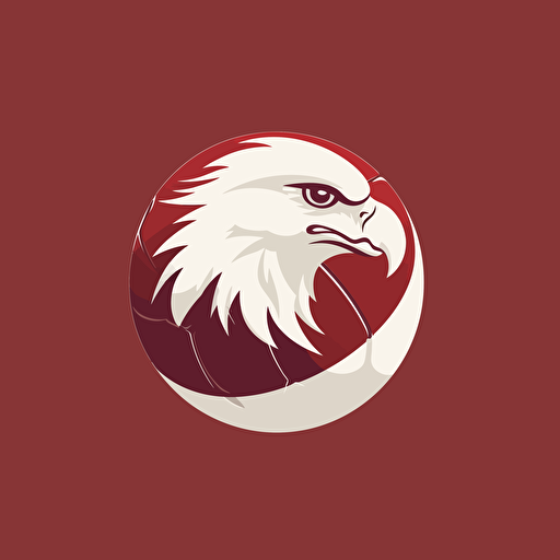 very simple logo for eagle and florball ball, red and white colors, retro , vector flat, PNG, SVG, flat shading, solid background, mascot, logo, vector illustration, masterwork, 2D, simple, illustrator