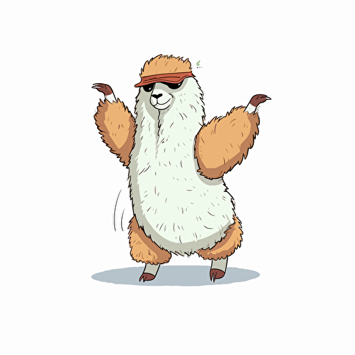 cute lama vector drawing , white background happy and dancing