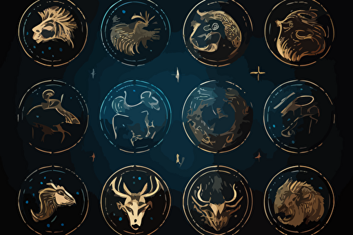 12 Zodiac Signs Logo Vector Simple