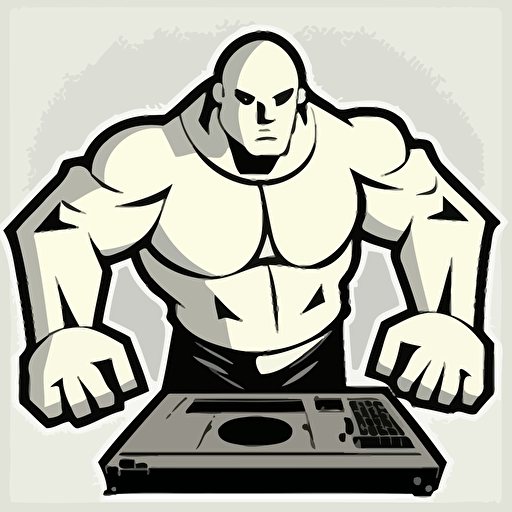 golem as a dj, vector logo, vector art, emblem, simple cartoon, 2d, no text, white background