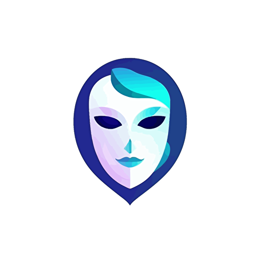 Logo for a company called AnonyMask, about video chat with masks, on white background, vector, abstract