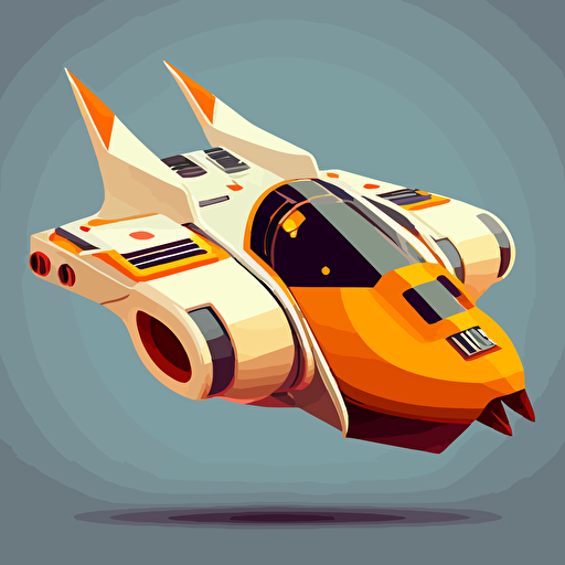 futuristic space ship, simple, vector
