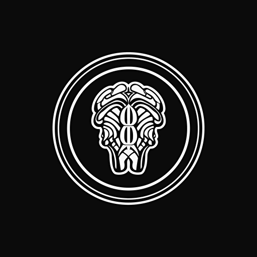 pictorial iconic logo of a healthy mind, white vector, on black backgroung