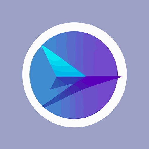 flat vector logo of circle with an arrow on it, blue purple gradient, simple minimal, by Ivan Chermayeff