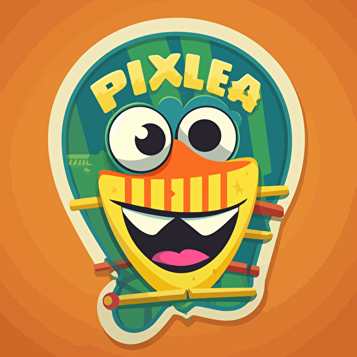 sticker design, super cute pixar six flags logo, vector