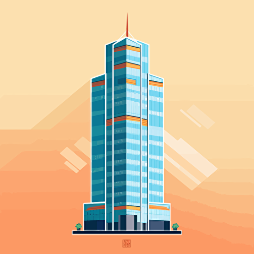 vector, 2d, carton skyscraper profile, illustrator style, minimalist, flat, whitebackground