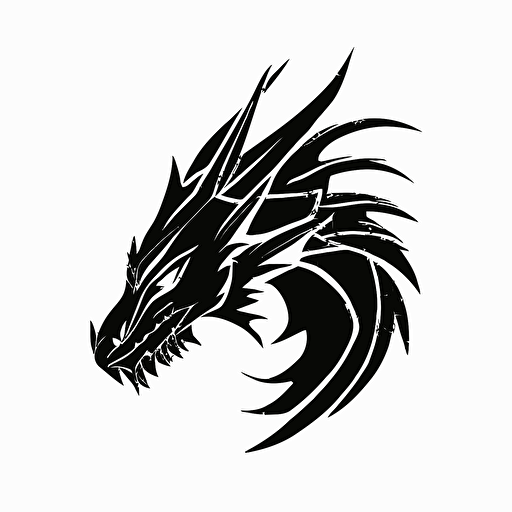 minimalist technology iconic logo of dragon, black vector, on white background
