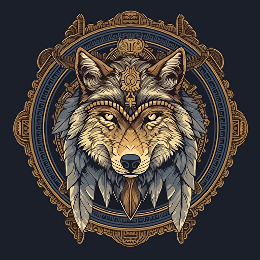 the clan of the wolf logo art concept vectorized, hight detailed, indian decor