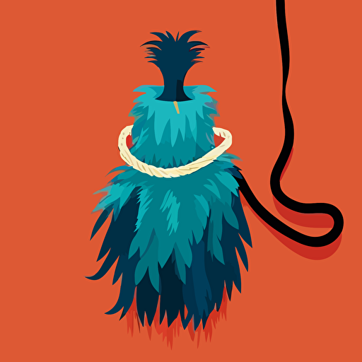 feather boa in the shape of a hangman's noose in a vector art cartoon style, flat color, solid color background