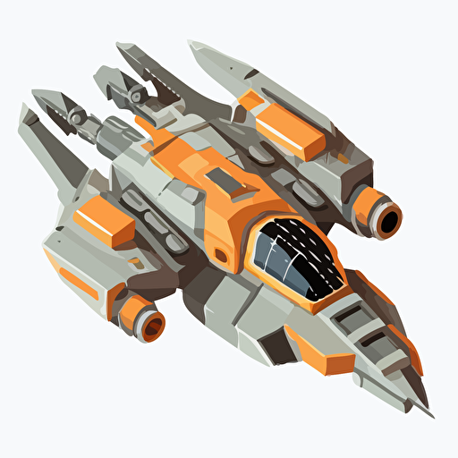 space ship from the Event Horizon universe, top down, isometric, orange and grey, no background, minimalistic, vector