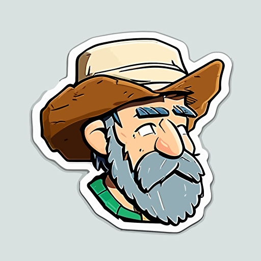 Cartoon [Farmer] head Sticker, white background , [comics book], vectorised, die cut sticker, no image noise, no lettering, hyperdetail, maximum detail
