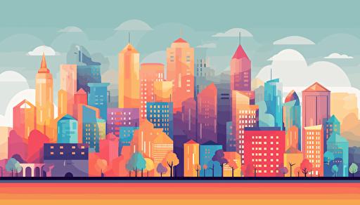 cityscape flat vector, colorful