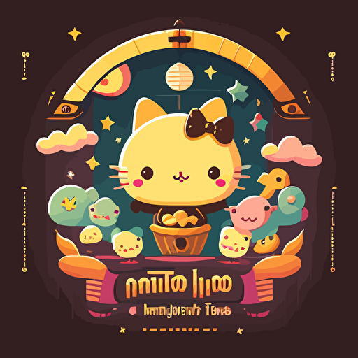 vector logo for mid autumn festival Sanrio style 2D illustrator,