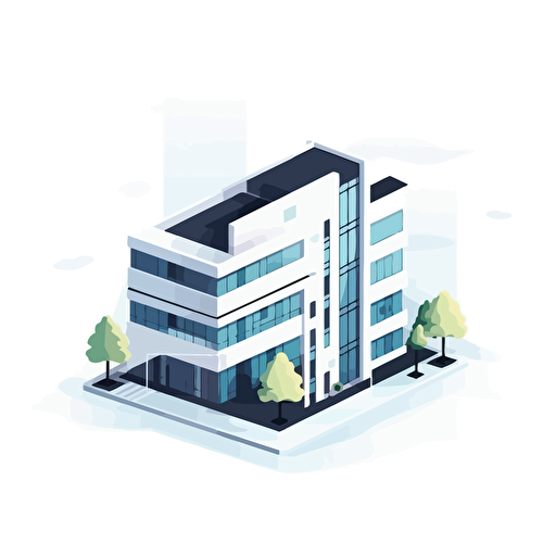 vector illustration of a company building, daylight, white background