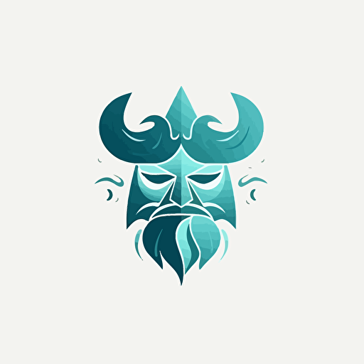 minimalistic viking logo, ice, wind, water, earth, fire, flat shading, vector style, modern