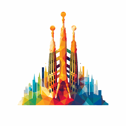 simple mosaic shaped sagrada familia vector logo colorful, simple