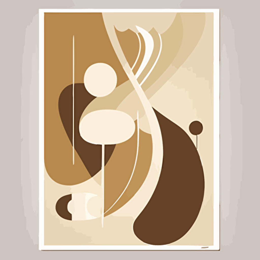 bown and beige mid century modern art print, minimalist, vector